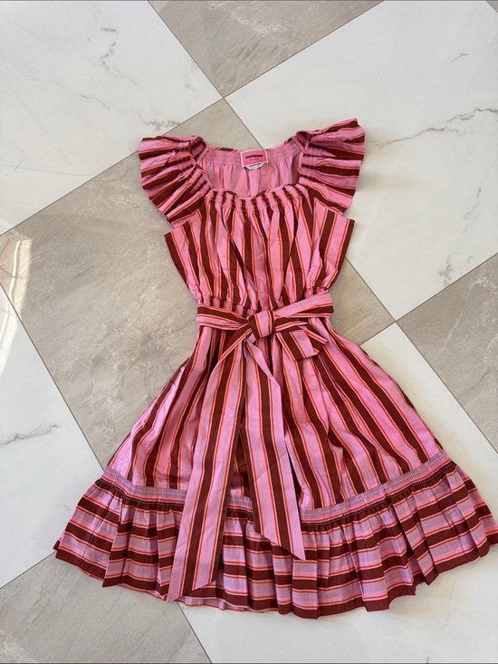 kate spade Dresses & Skirts - kate spade Pink and Red Striped Flutter Sleeve Tie-Waist Dress